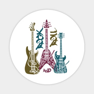 Rock and roll, electric guitars, music lover. white background Magnet